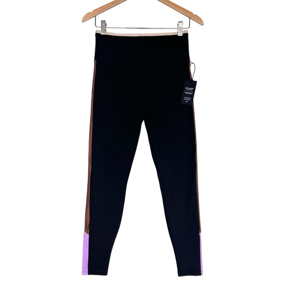 Lanston‎ Sport Revolve Performance Leggings Women M Black Brown Purple Wicking - Picture 1 of 10